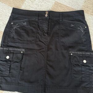 White House Black Market Black Embroidered Skirt